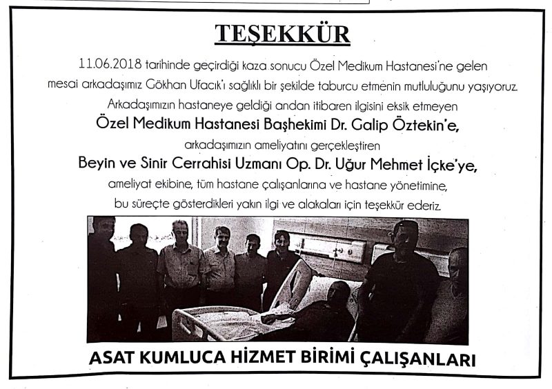 ASAT ekibinden teşekkür